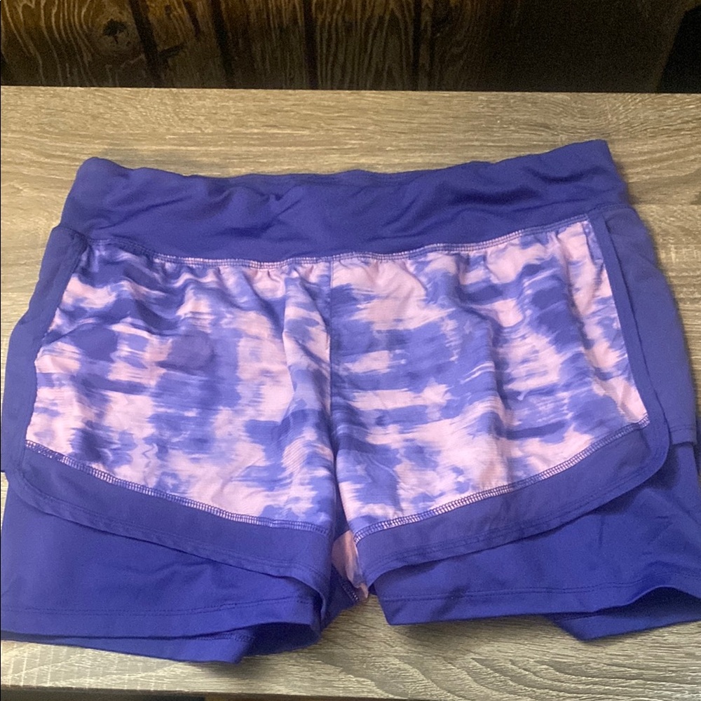 Energy Zone Women's Athletic Shorts in Purple and Pink Tie-Dye